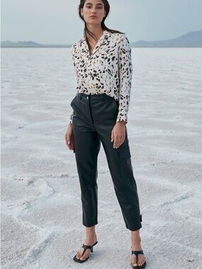 Rails White Animal-Print Button-Down Blouse